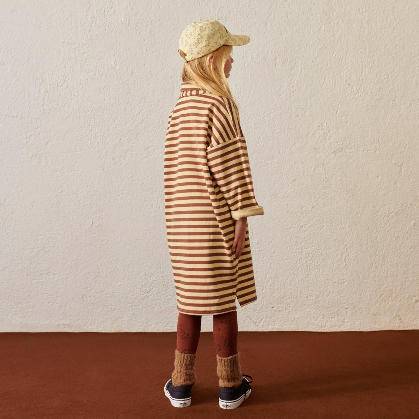 New Weekend House Kids Dog Stripe Polo Oversized Children's Dress Brown Sand | BIEN BIEN bienbienshop.com
