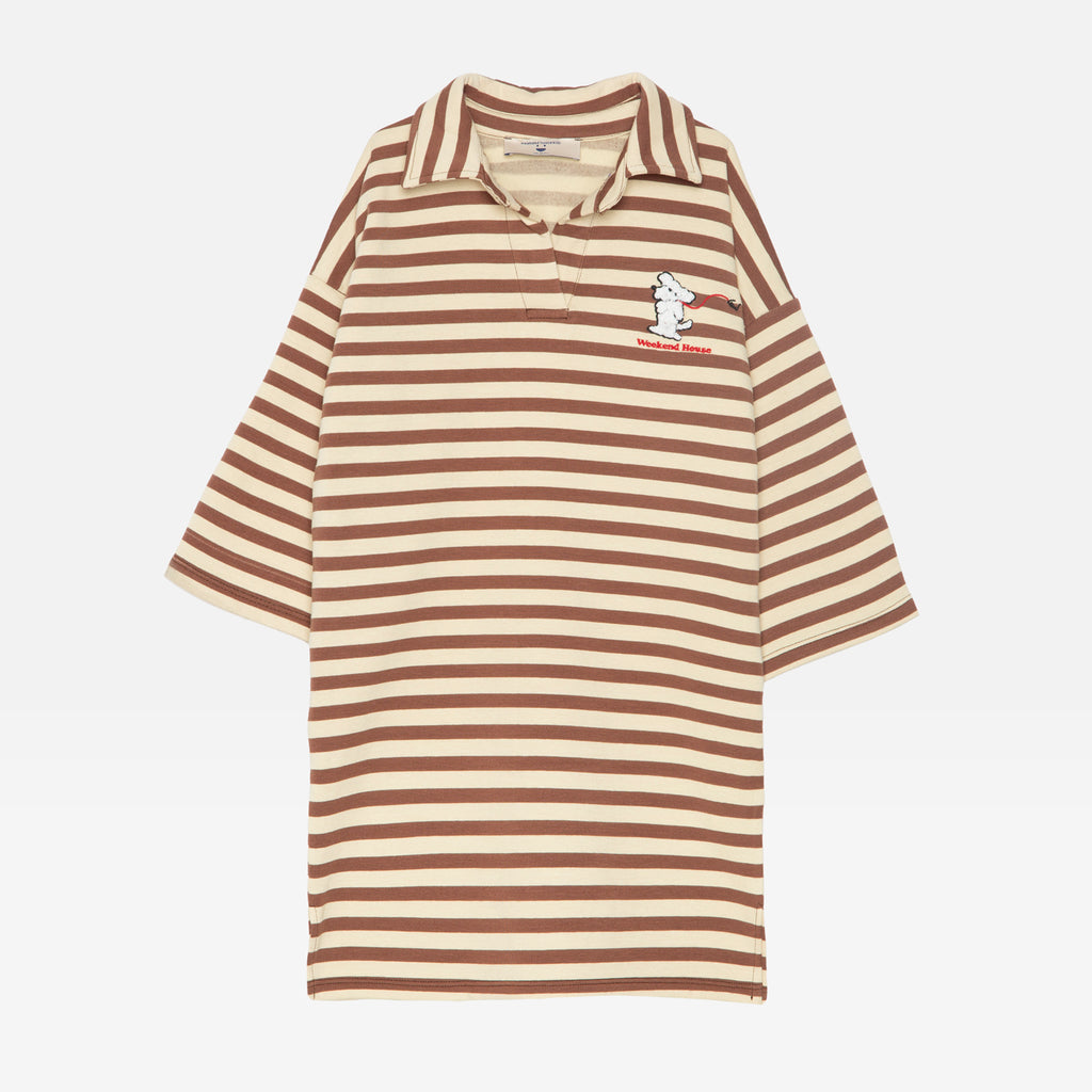 New Weekend House Kids Dog Stripe Polo Oversized Children's Dress Brown Sand | BIEN BIEN bienbienshop.com