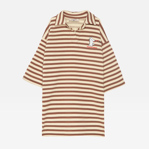 New Weekend House Kids Dog Stripe Polo Oversized Children's Dress Brown Sand | BIEN BIEN bienbienshop.com