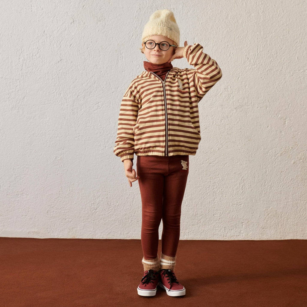 New Weekend House Kids Dog Stripes Children's Hoodie Brown Sand | BIEN BIEN