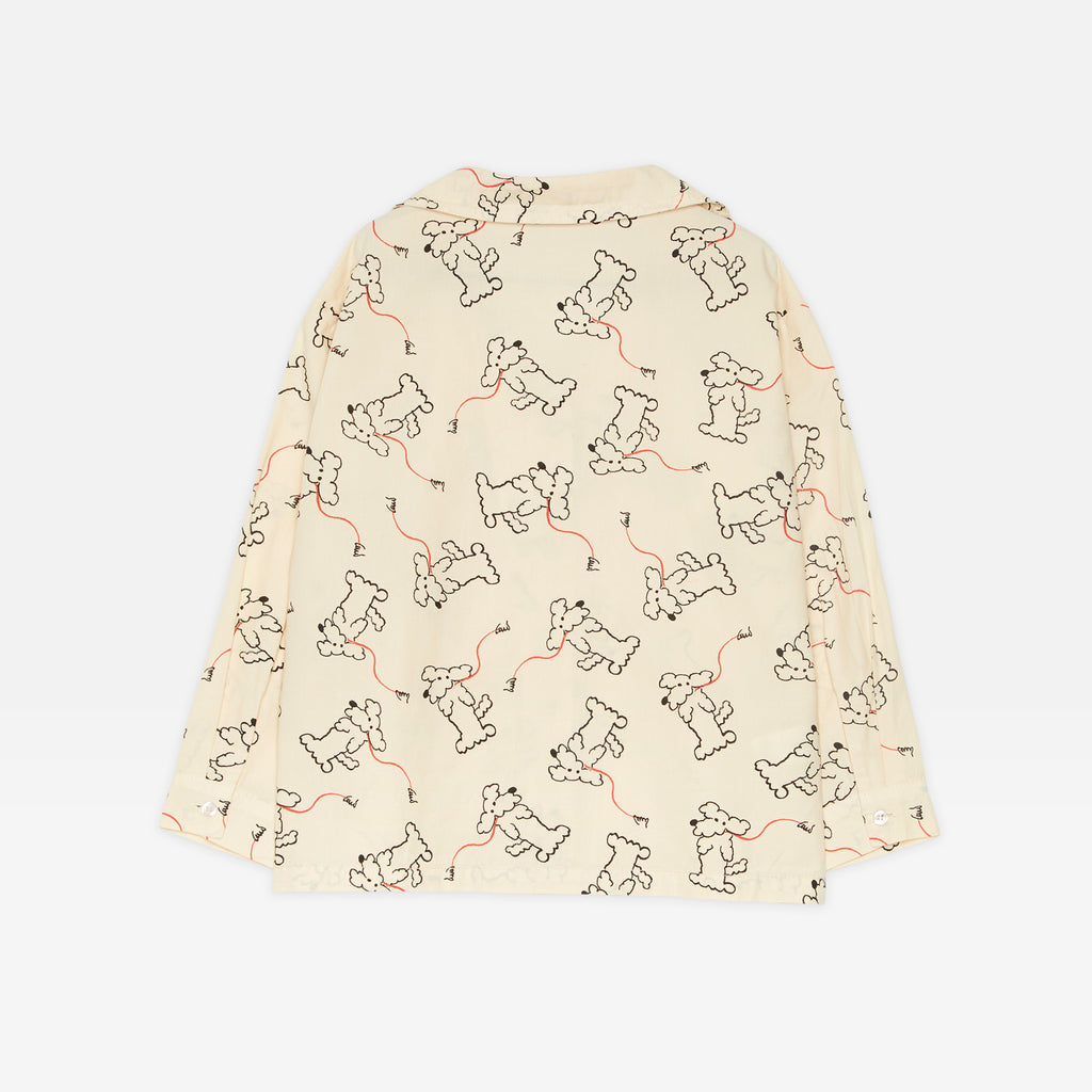 New Weekend House Children's Dog Print Kid's Collared Buttondown Shirt Sand | BIEN BIEN bienbienshop.com