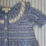 NEW Spring/Summer 2024 Bonjour Kid's Blouse Blue Broderie Anglaise | BIEN BIEN bienbienshop.com