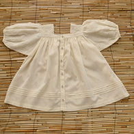 Bonjour Kid's New Blouse Short Sleeve Top Natural Seersucker | BIEN BIEN