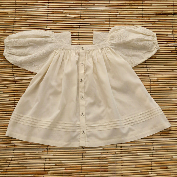 Bonjour Kid's New Blouse Short Sleeve Top Natural Seersucker