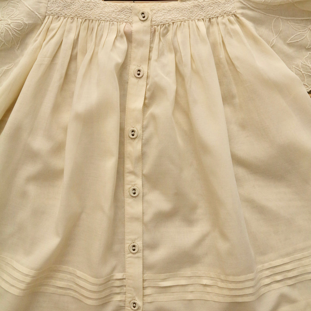 Bonjour Kid's New Blouse Short Sleeve Top Natural Seersucker | BIEN BIEN