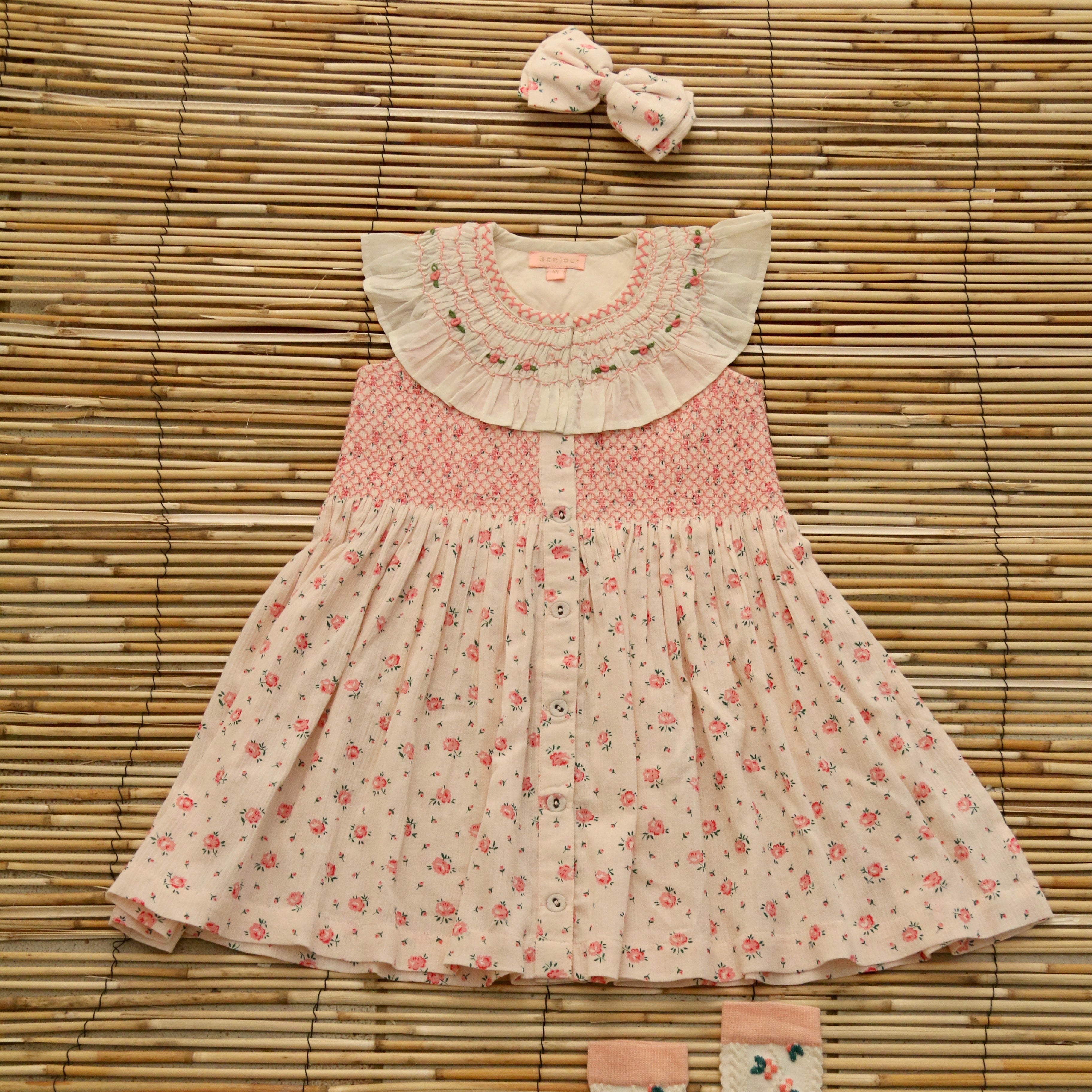 Bonjour Ibiza Kid's Top & Hairclip Rosa Bloom Denim | BIEN BIEN