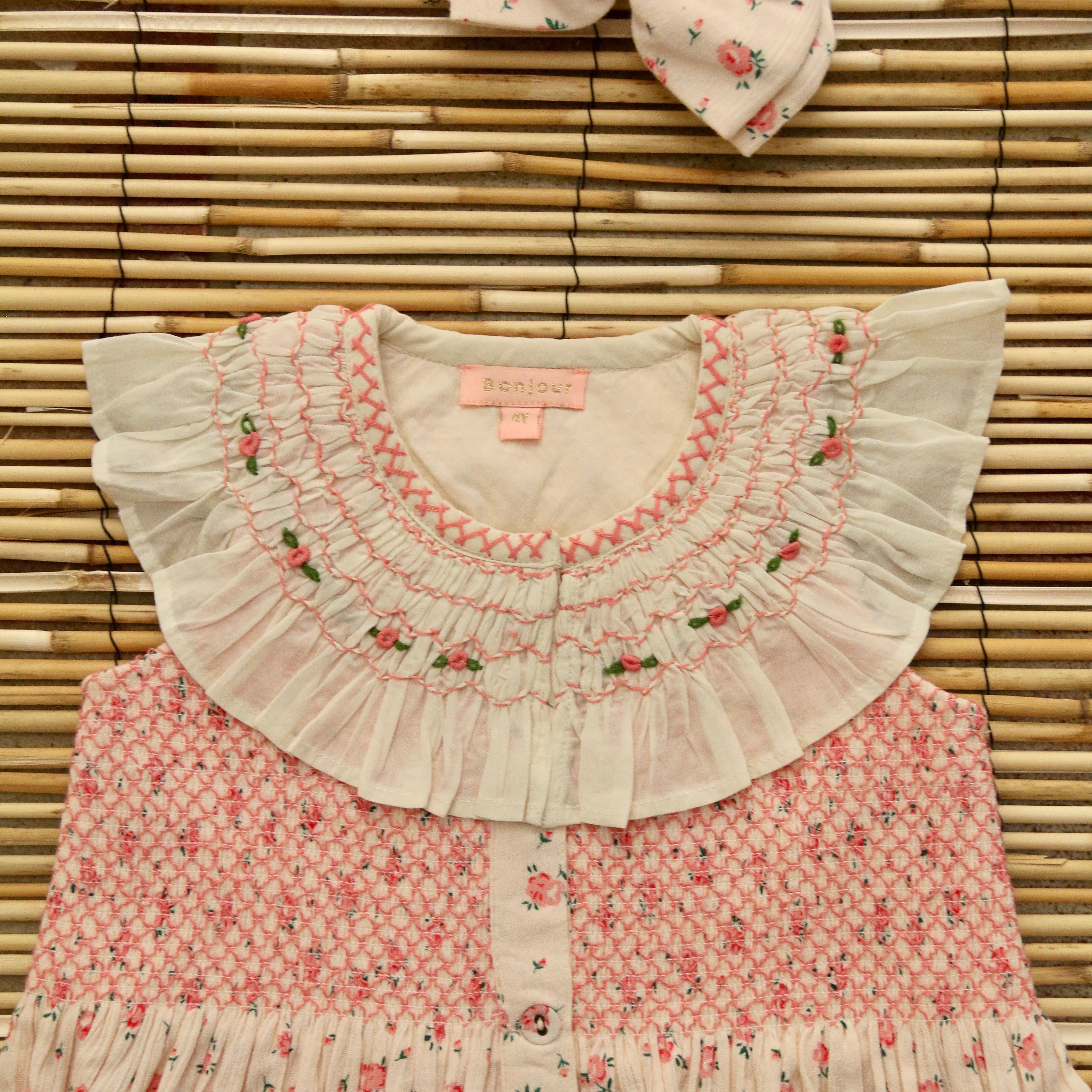 Bonjour Ibiza Kid's Top & Hairclip Rosa Bloom Denim | BIEN BIEN