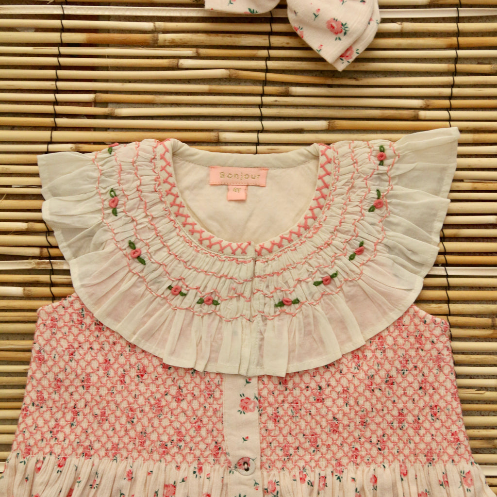 Bonjour Ibiza Kid's Top & Hairclip Rosa Bloom Denim | BIEN BIEN