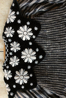 SALE Bonjour Kid's Tunique Lurex Black Stripes Embroidered Collar BIEN BIEN bienbienshop.com