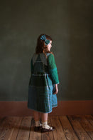 Bonjour Kid's Quilted Coat Dress Blue Vichy Green Lungi Check BIENBIEN