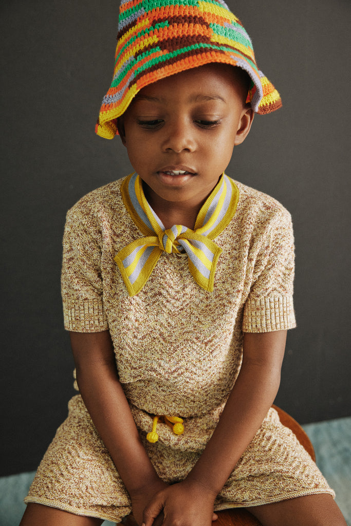 Misha & Puff Baby & Kid's Chevron Boxer Short Cedar Marl Pima Cotton | BIEN BIEN bienbienshop.com