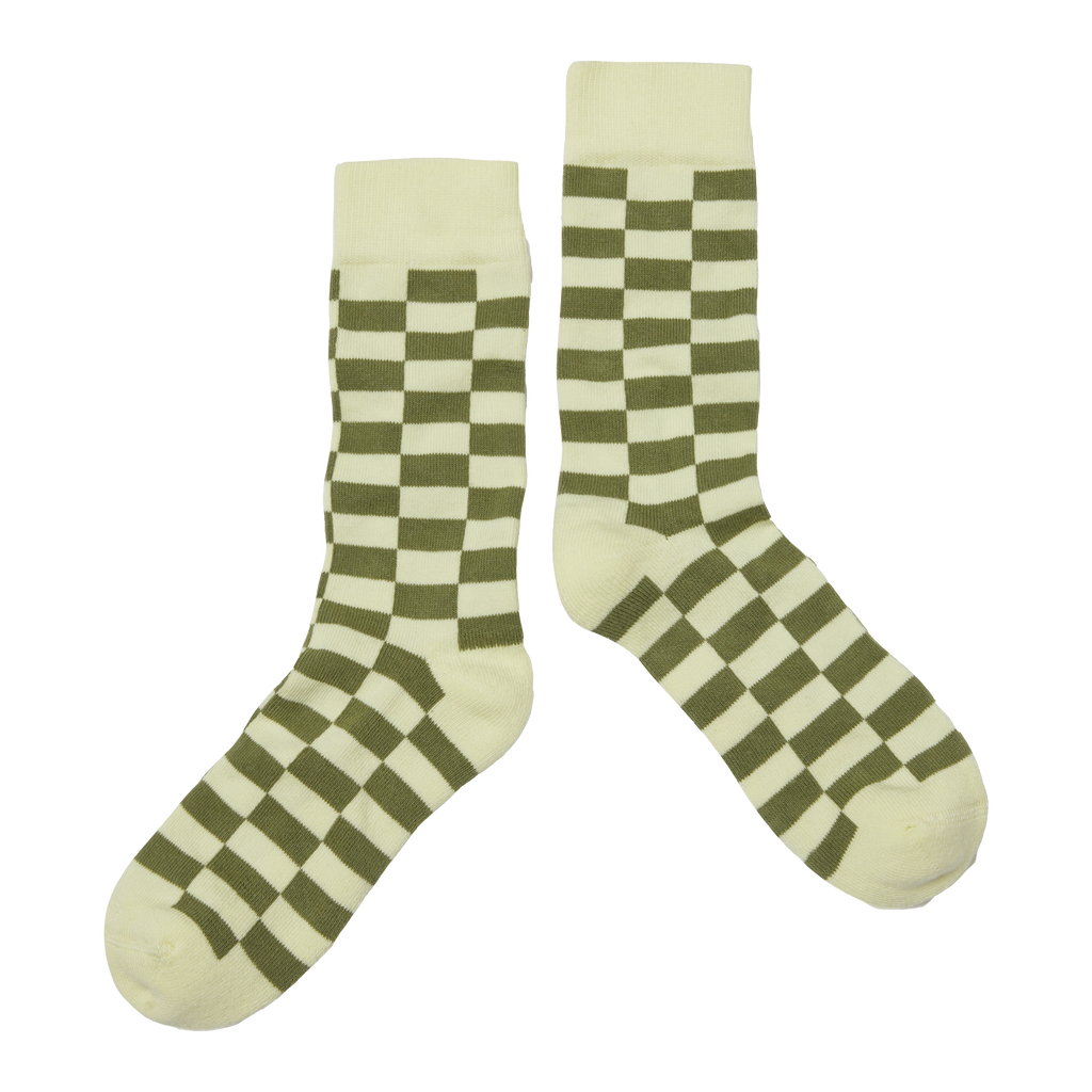 Main Story Kid's Socks Lemongrass Check | BIEN BIEN bienbienshop.com