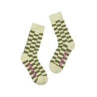 Main Story Kid's Socks Lemongrass Check | BIEN BIEN bienbienshop.com