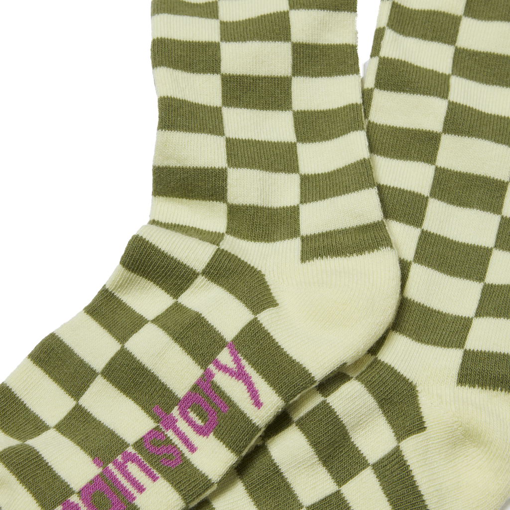Main Story Kid's Socks Lemongrass Check | BIEN BIEN bienbienshop.com