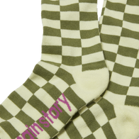 Main Story Kid's Socks Lemongrass Check | BIEN BIEN bienbienshop.com