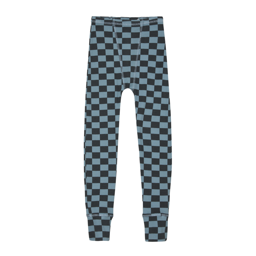 Main Story Kid's Rib Legging Stone Blue Check | BIEN BIEN bienbienshop.com