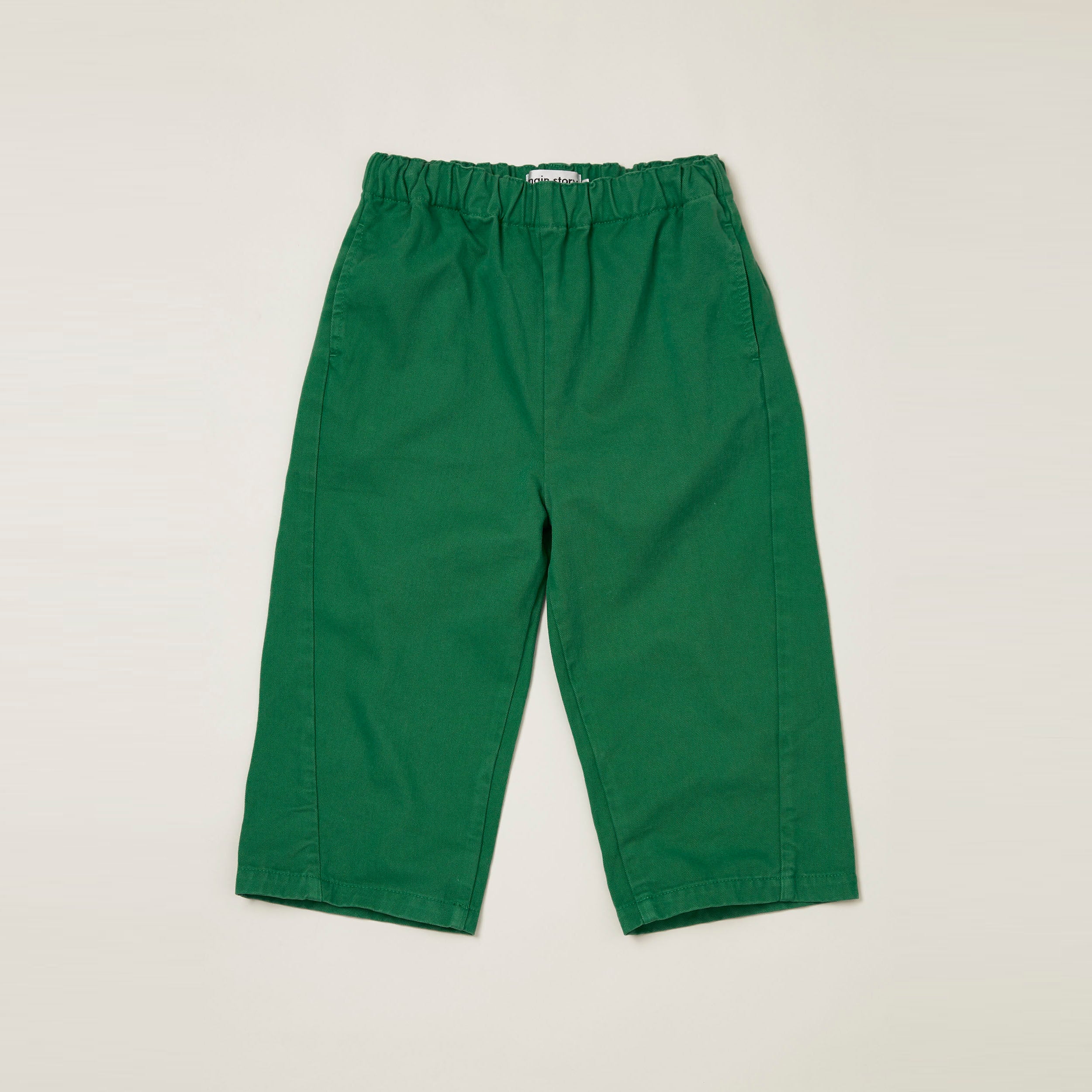 Main Story UK Kid's Crop Pant Forest Green Twill Twisted Side Seam | BIEN BIEN bienbienshop.com