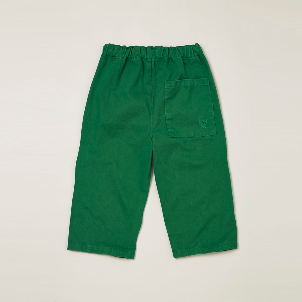 Main Story UK Kid's Crop Pant Forest Green Twill Twisted Side Seam | BIEN BIEN bienbienshop.com