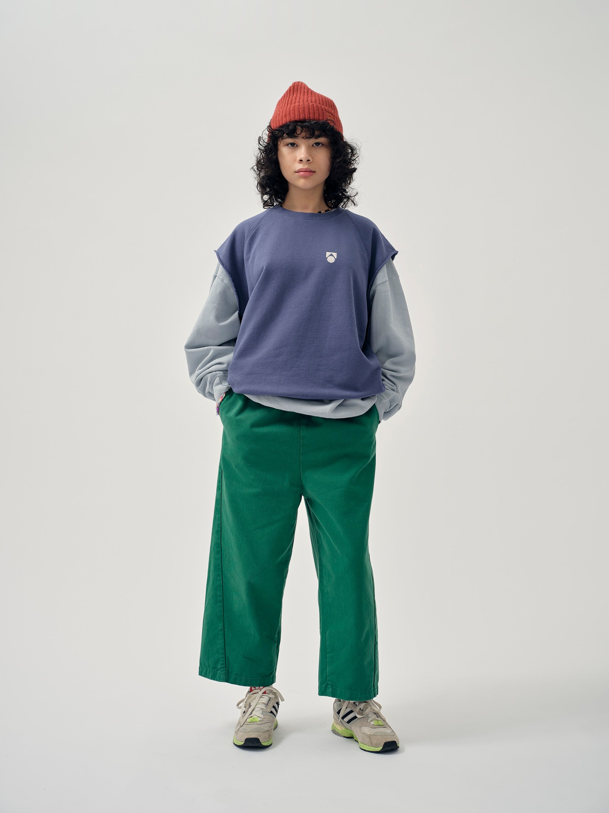 Main Story UK Kid's Crop Pant Forest Green Twill Twisted Side Seam | BIEN BIEN bienbienshop.com