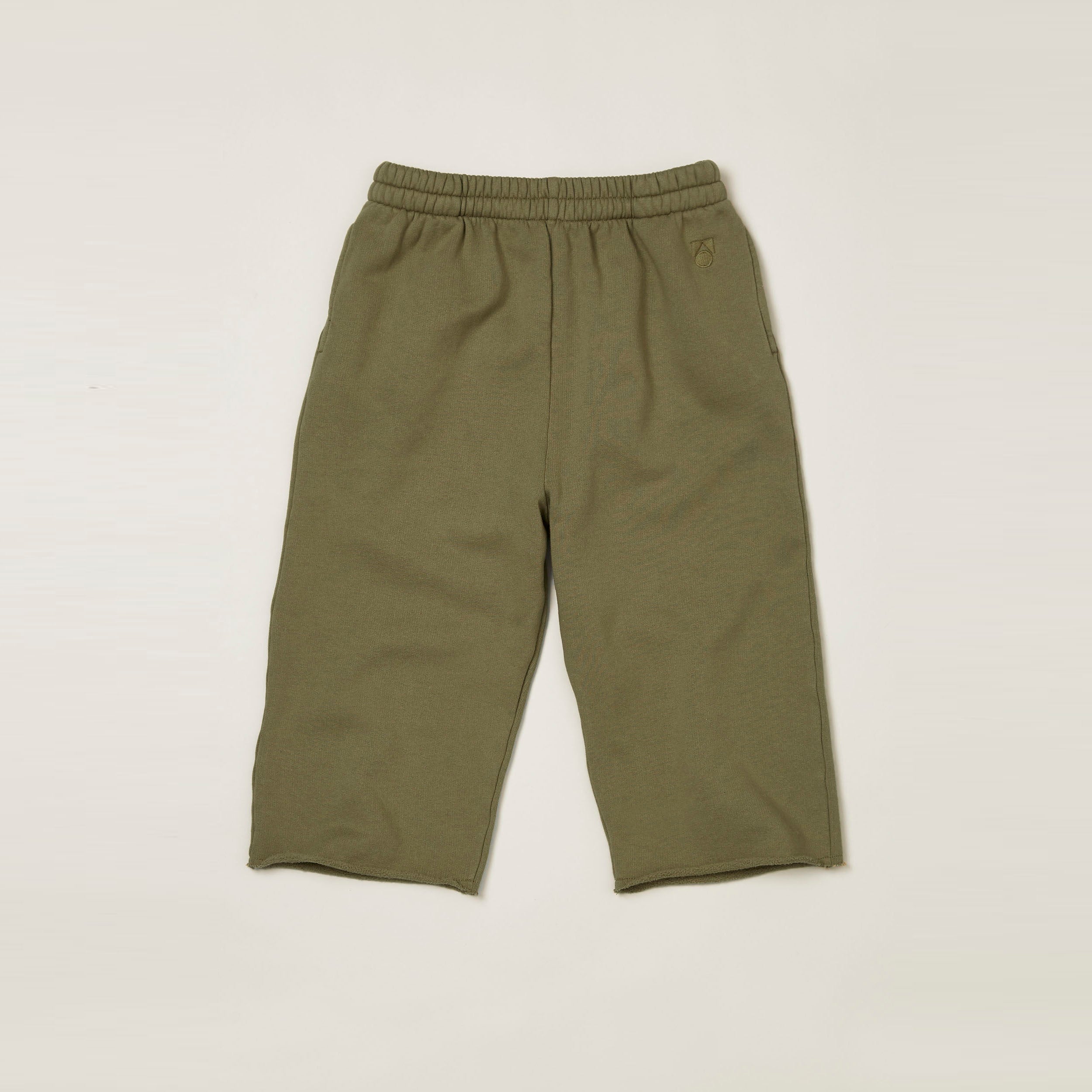 Main Story UK Kid's Cut Off Sweatpant Aloe Fleece Army Green | BIEN BIEN bienbienshop.com