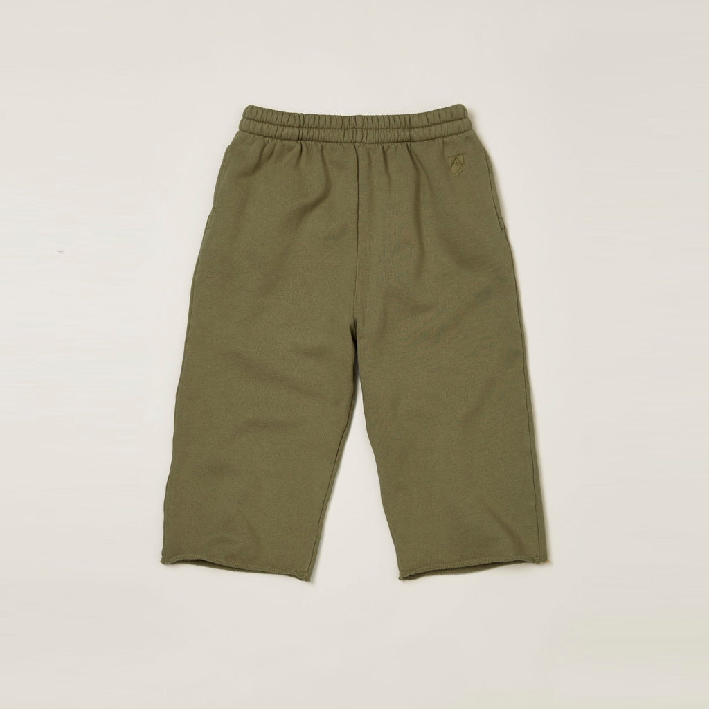 Main Story UK Kid's Cut Off Sweatpant Aloe Fleece Army Green | BIEN BIEN bienbienshop.com