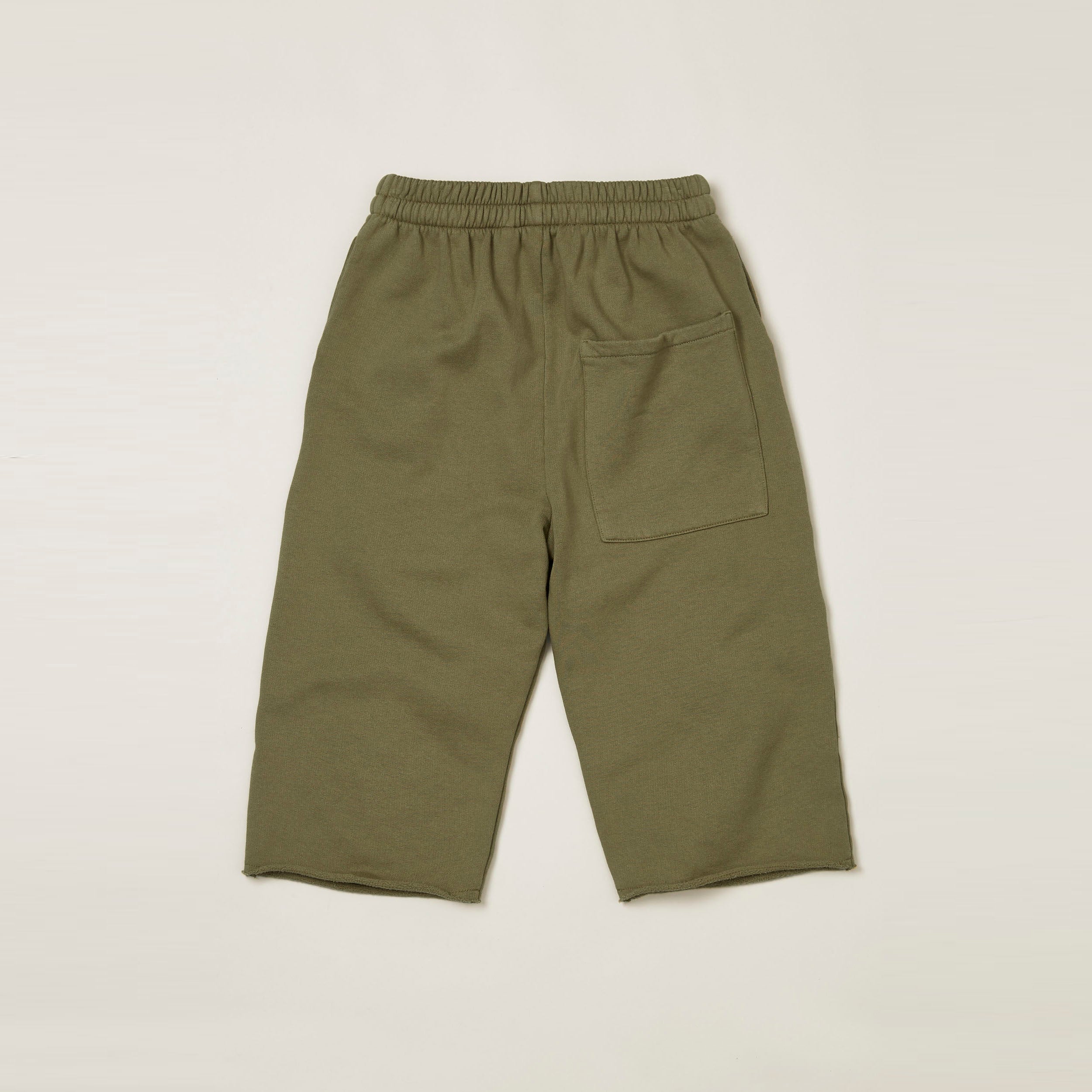 Main Story UK Kid's Cut Off Sweatpant Aloe Fleece Army Green | BIEN BIEN bienbienshop.com