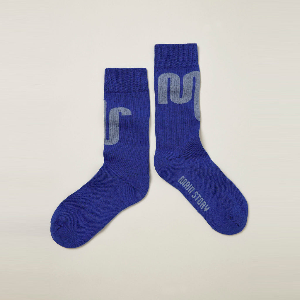 Main Story UK Kid's Mid-Calf Sock Electric Blue Squiggle | BIEN BIEN bienbienshop.com