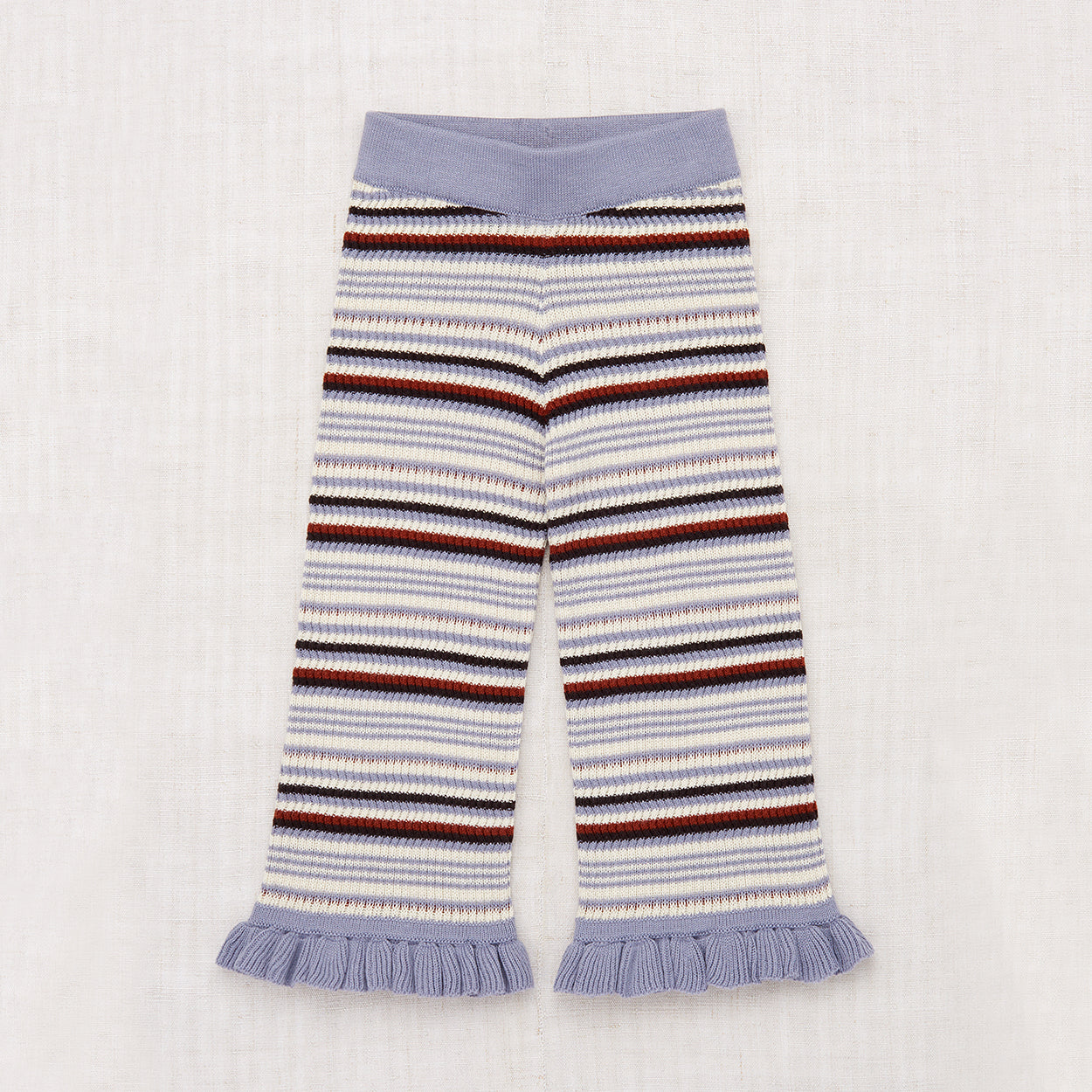 NEW Spring Summer 2024 Misha & Puff Baby & Kid's Stripe Ruffle Knit Pant Pewter | BIEN BIEN