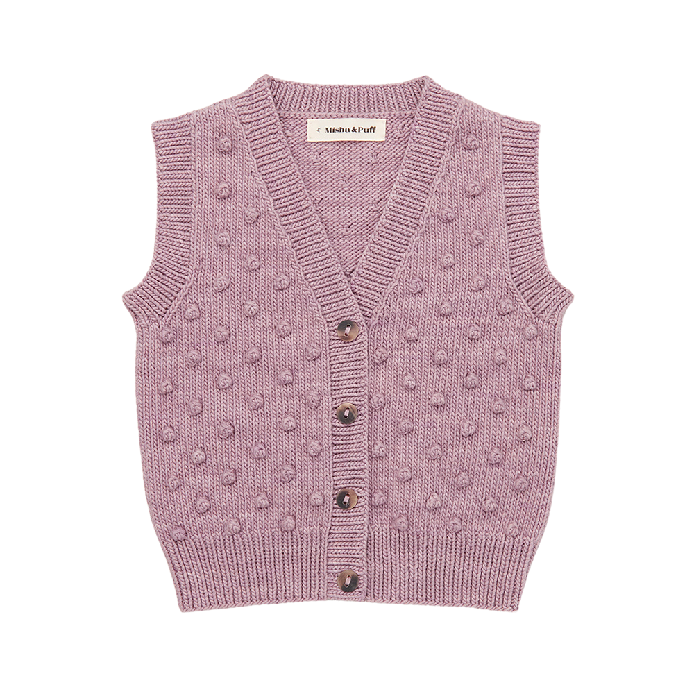Misha & Puff Auggie Popcorn Knit Vest Plum Petal | BIEN BIEN
