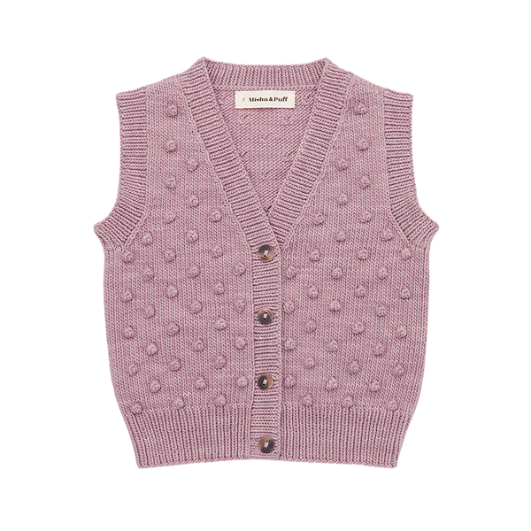 Misha & Puff Auggie Popcorn Knit Vest Plum Petal | BIEN BIEN Misha & Puff Auggie Popcorn Knit Vest Plum Petal | BIEN BIEN