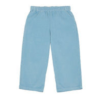 Main Story Lounge Pant in light blue corduroy showcasing full stretch of waistband