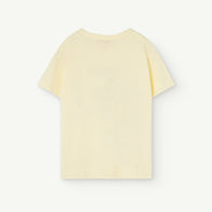 NEW Spring/Summer 2024 The Animals Observatory Rooster Kids T-Shirt Soft Yellow Puppy Picture | BIEN BIEN bienbienshop.com