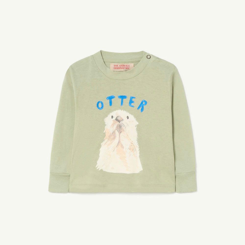 NEW The Animals Observatory Dog Baby Long Sleeve Tee Soft Green Otter | BIEN BIEN bienbienshop.com