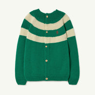 NEW The Animals Observatory Toucan Kid's Sweater Green White Stripe | BIEN BIEN bienbienshop.com