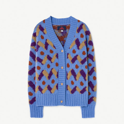 New - The Animals Observatory Raccoon Kid's Wool Cardigan Blue | BIEN BIEN www.bienbienshop.com