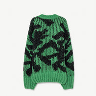 New - The Animals Observatory Arty Raccoon Kid's Cardigan Green/Black | BIEN BIEN www.bienbienshop.com