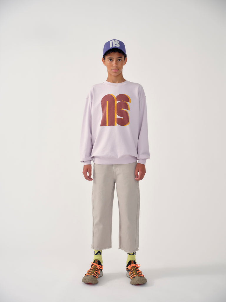 Main Story UK Kid's Cut Jean Moon | Frayed Raw Edge Elastic Pull-on Denim Off-white Stone  | BIEN BIEN bienbienshop.com
