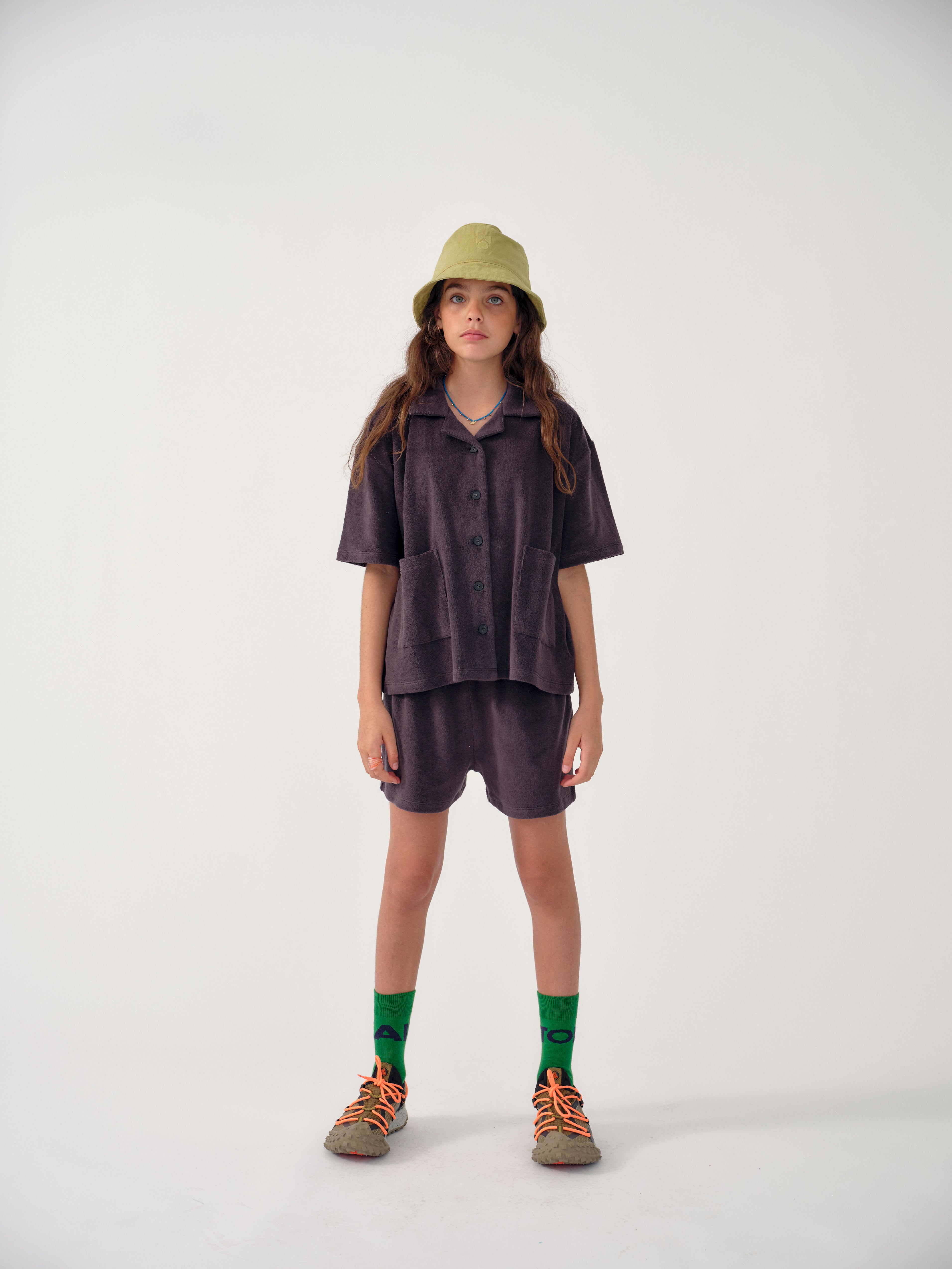 Main Story UK Kid's Mid-Calf Typeface Sock Green & Black | BIEN BIEN bienbienshop.com