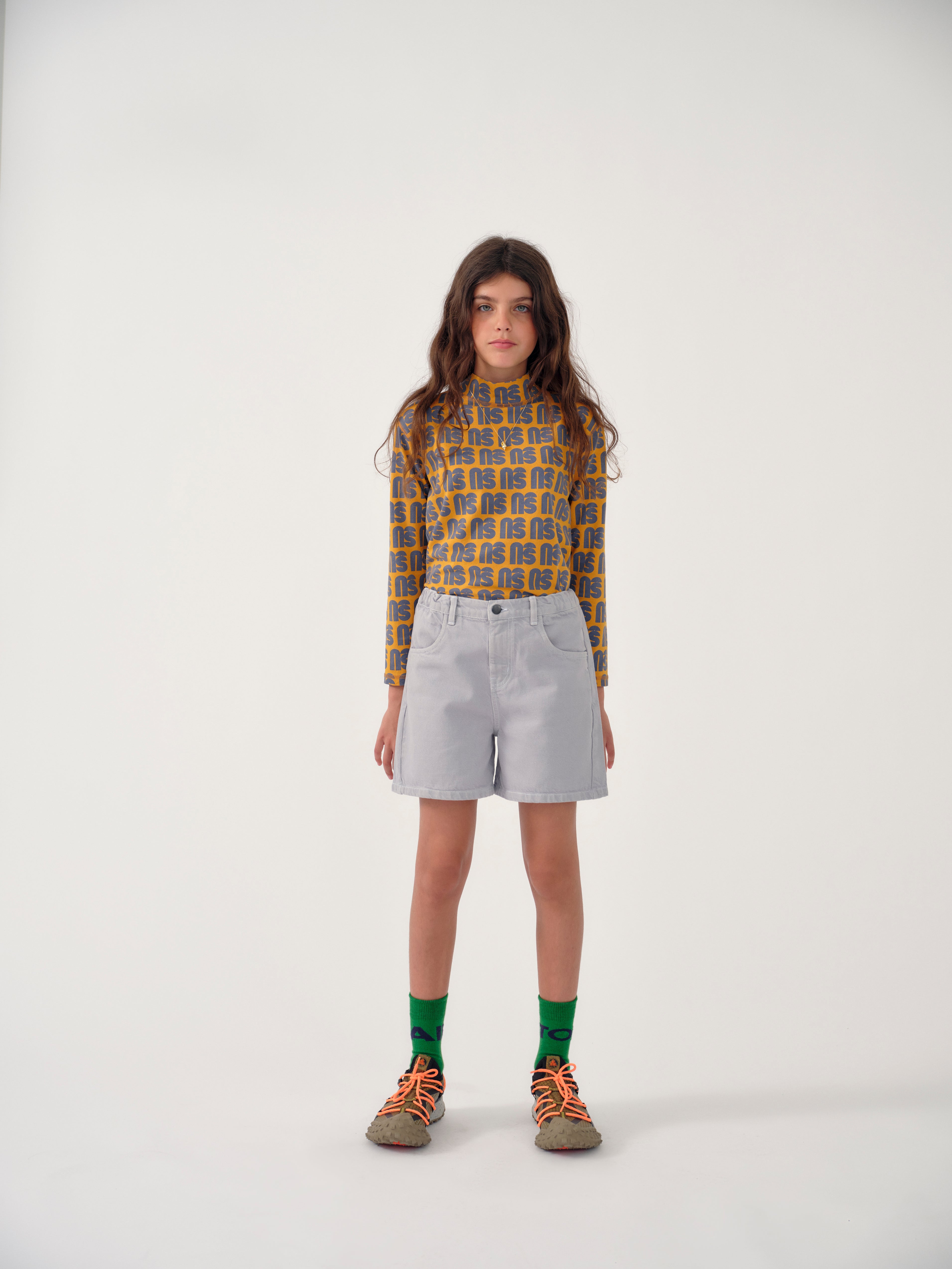 Main Story UK Kid's Mid-Calf Typeface Sock Green & Black | BIEN BIEN bienbienshop.com