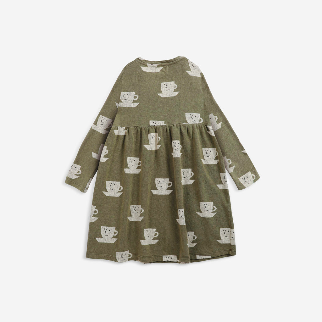 NEW Bobo Choses Cup of Tea Kids Dress Dark Green | BIEN BIEN bienbienshop.com