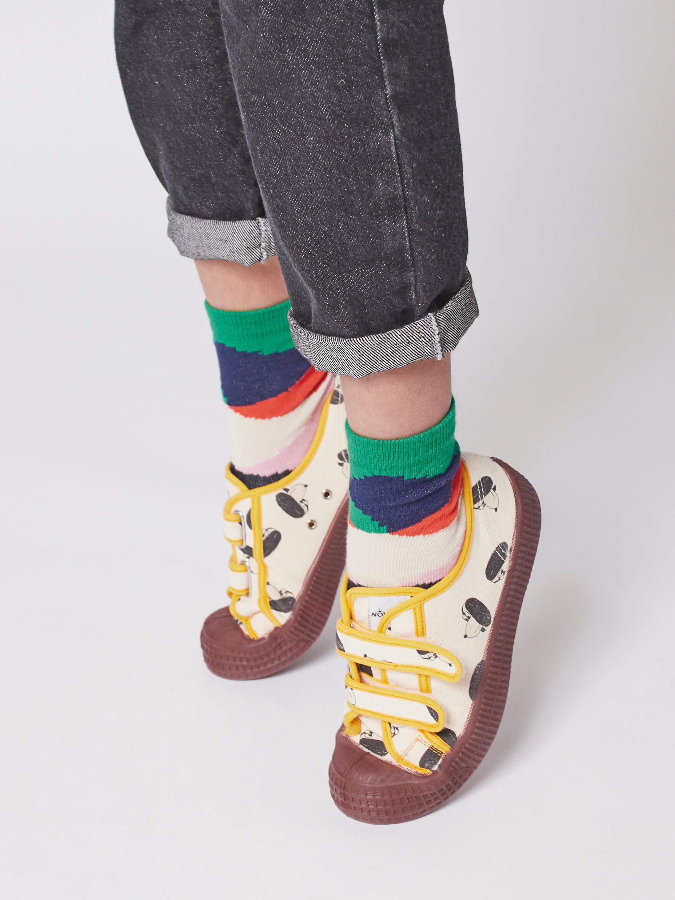 NEW Bobo Choses Doggie Canvas Kid's Velcro Strap Trainers/Sneakers/Tennis Shoes Ivory/Jet Stream | BIEN BIEN bienbienshop.com