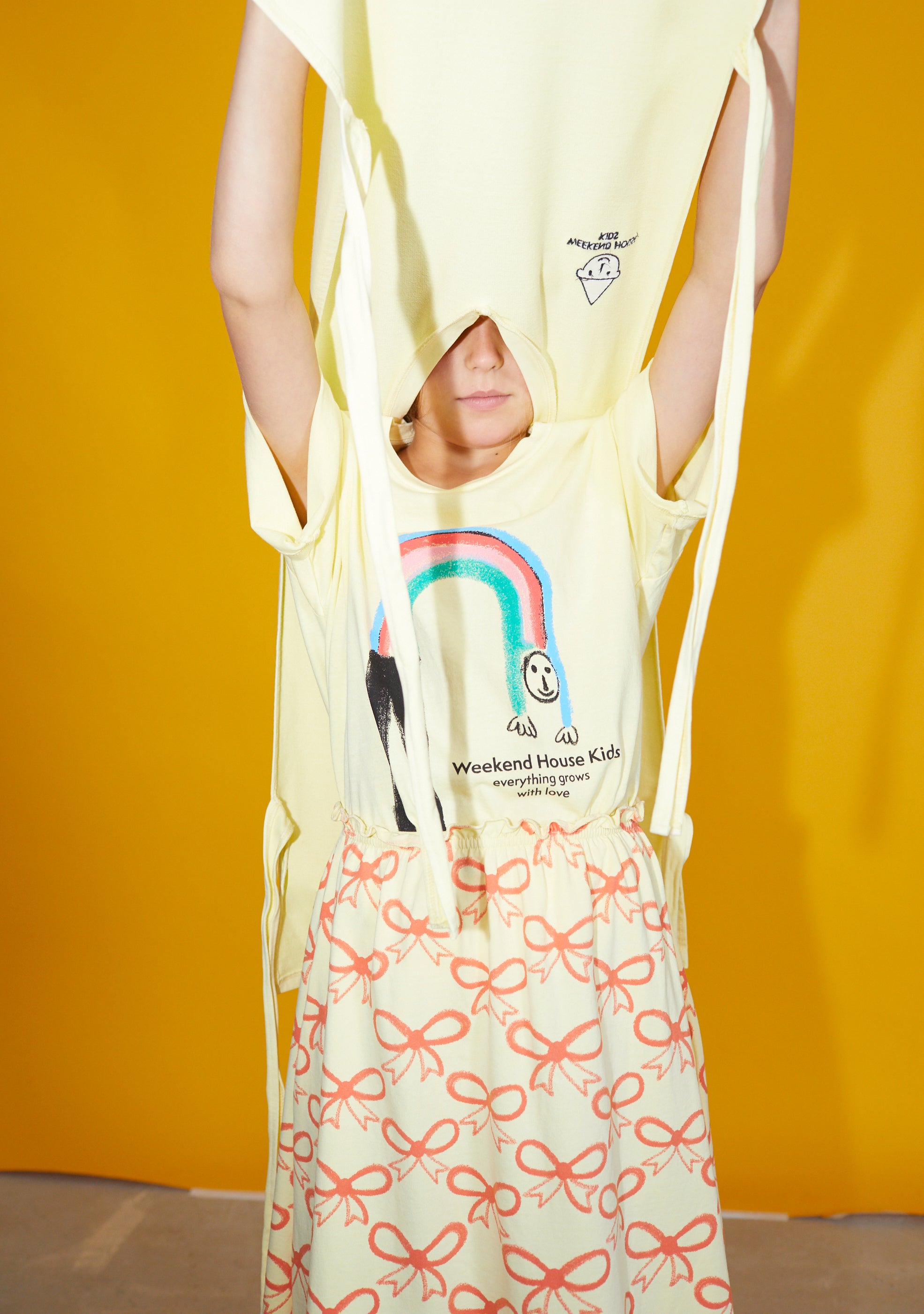 NEW Weekend House Kids Flared Pink Bows Children's Skirt Soft Yellow | BIEN BIEN bienbienshop.com