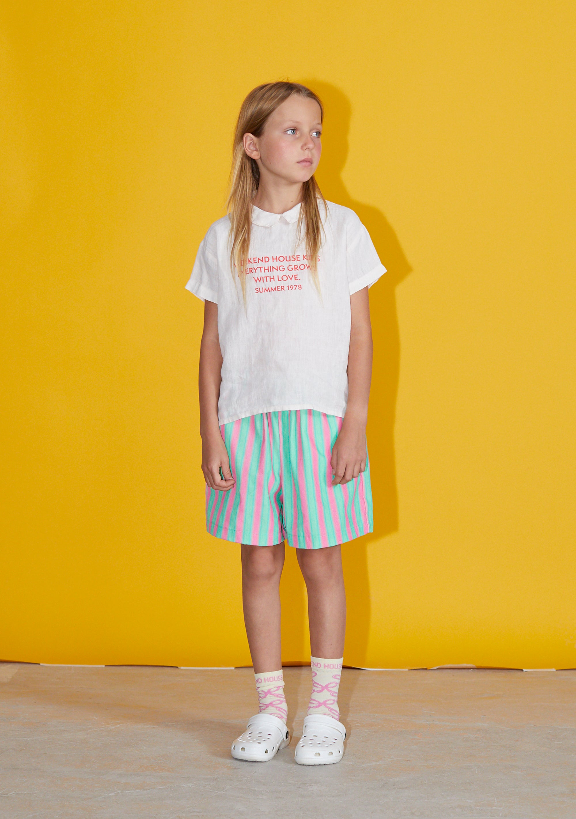 NEW Weekend House Kids Object Kid's Linen Short Sleeve Tee White | BIEN BIEN bienbienshop.comNEW Weekend House Kids Object Kid's Linen Short Sleeve Shirt Soft Pink | BIEN BIEN bienbienshop.com
