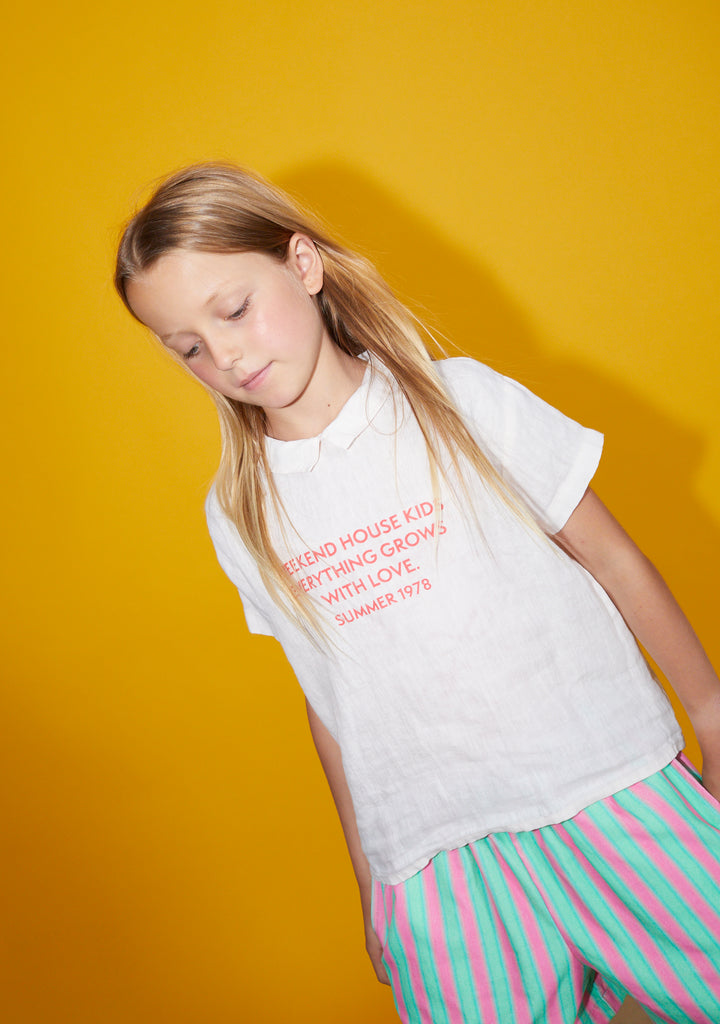 NEW Weekend House Kids Object Kid's Linen Short Sleeve Tee White | BIEN BIEN bienbienshop.comNEW Weekend House Kids Object Kid's Linen Short Sleeve Shirt Soft Pink | BIEN BIEN bienbienshop.com