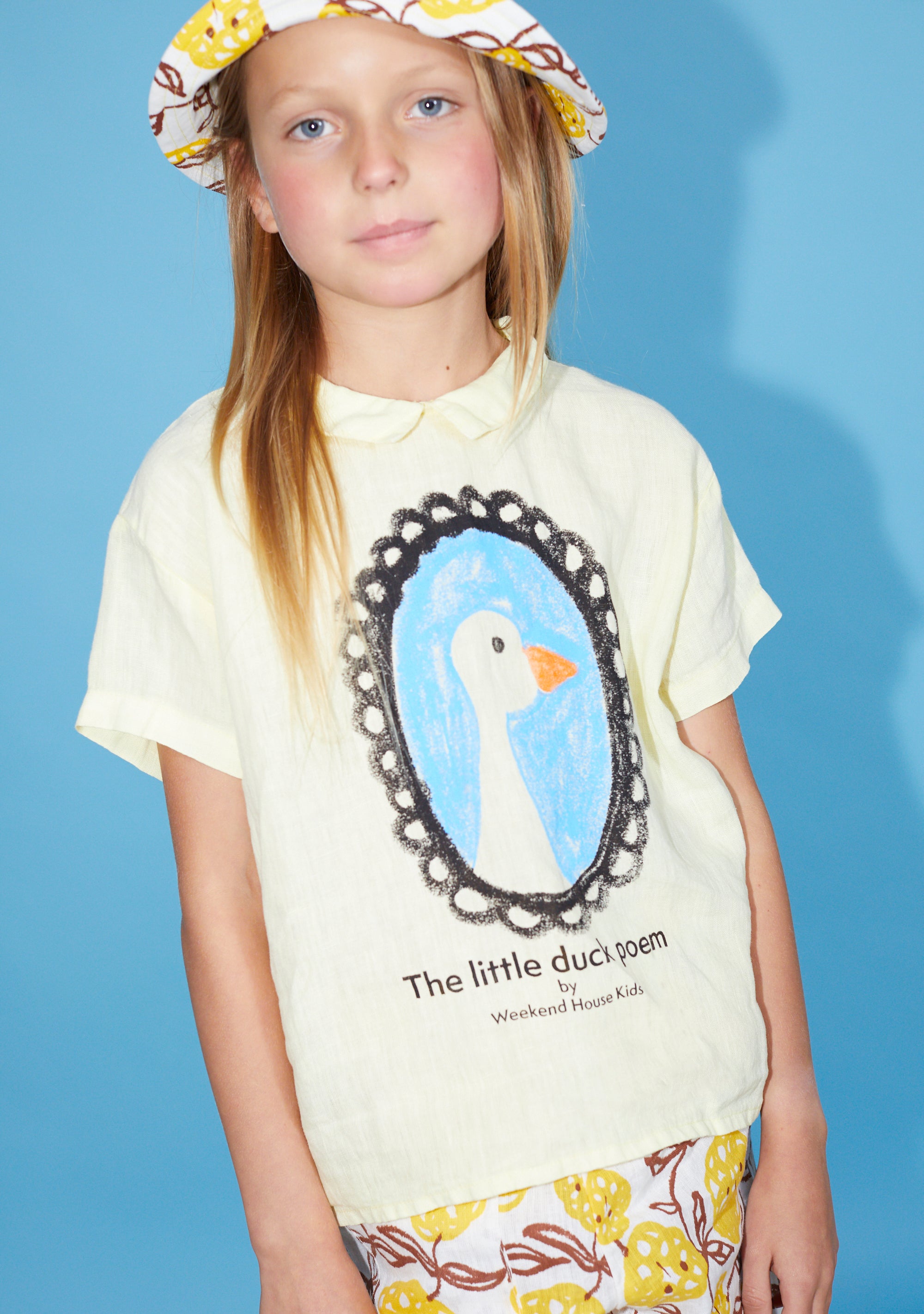 NEW Weekend House Kids Duck Kid's Linen Short Sleeve Tee Soft Yellow | BIEN BIEN bienbienshop.com