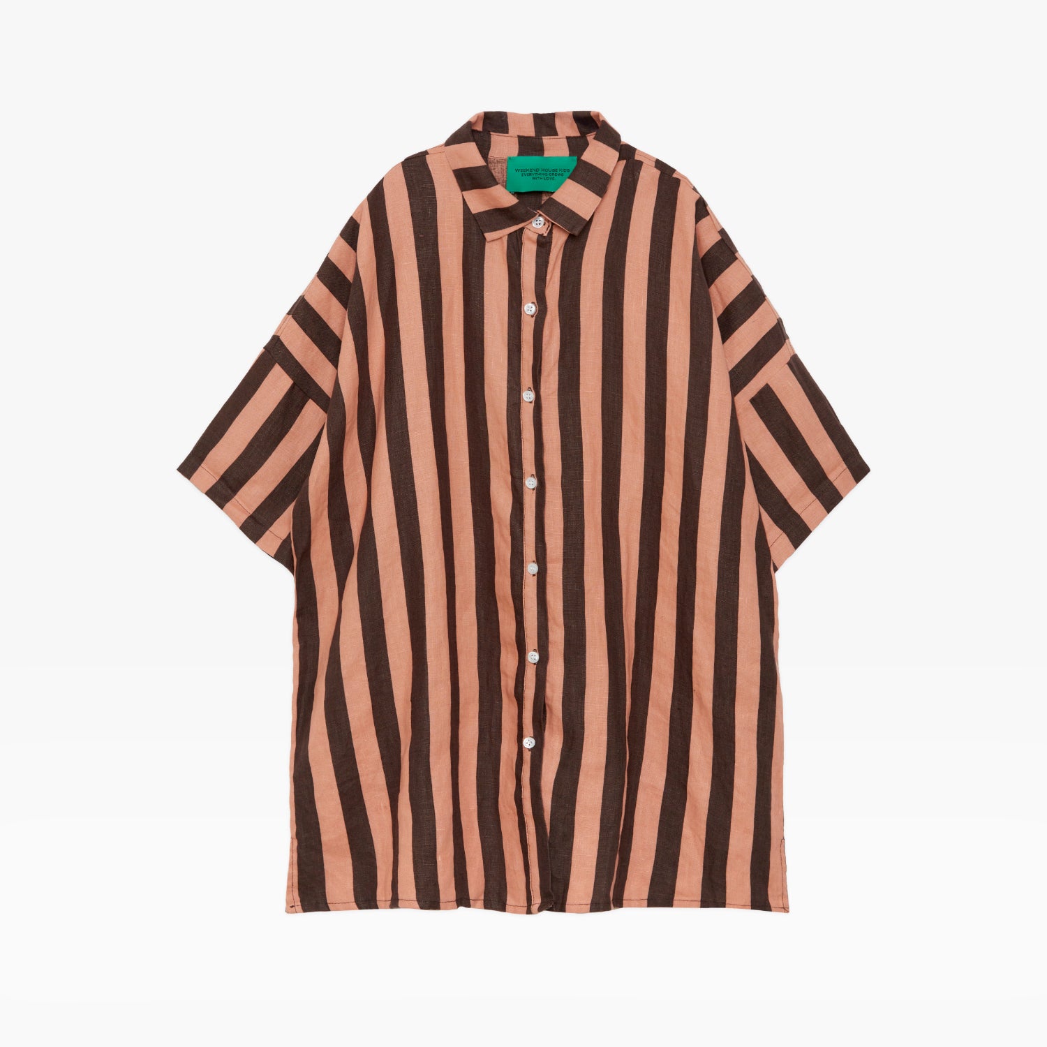 NEW Weekend House Kids Stripes Kid's Linen Oversized Shirt Brown/Pink | BIEN BIEN bienbienshop.com