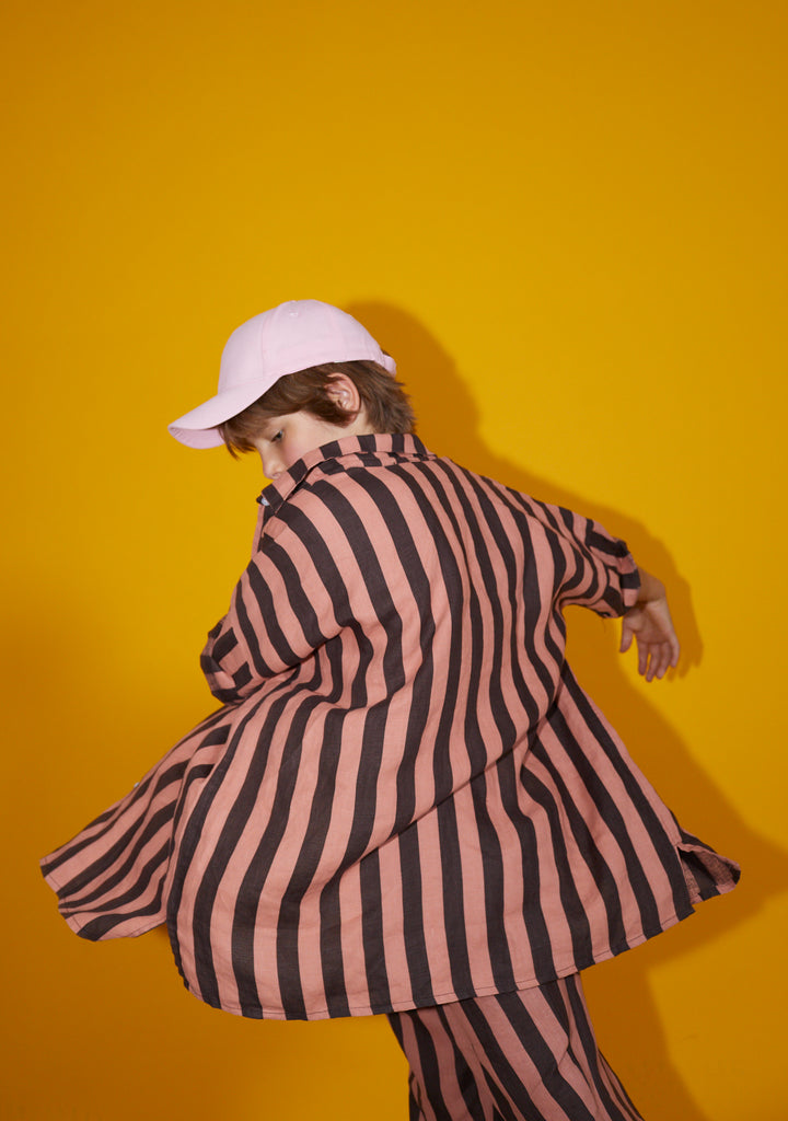 NEW Weekend House Kids Stripes Kid's Linen Oversized Shirt Brown/Pink | BIEN BIEN bienbienshop.com