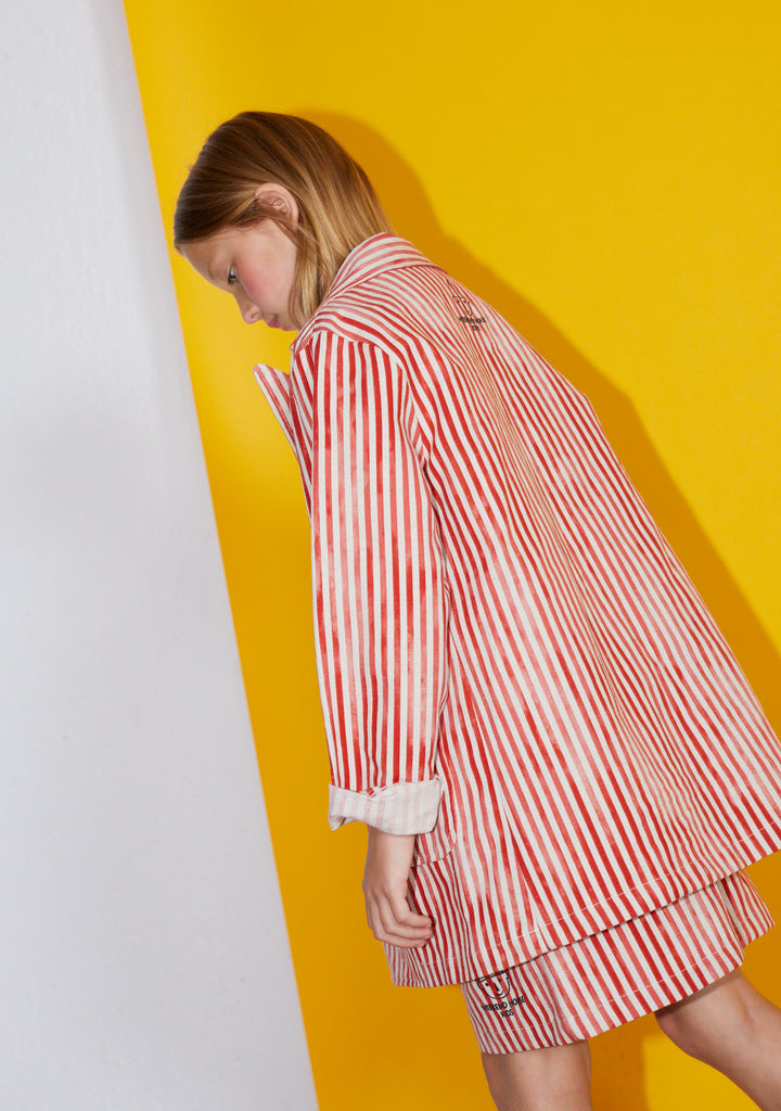 NEW Weekend House Kids Oversized Linen Kid's Jacket Red White Stripe | BIEN BIEN bienbienshop.com