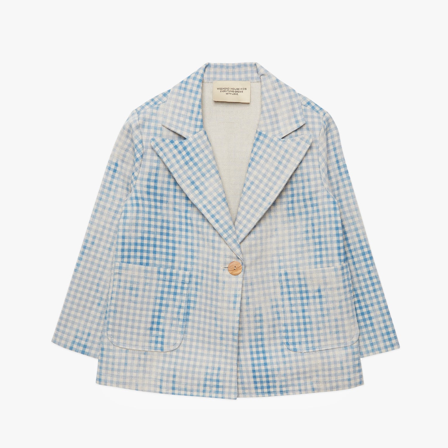 NEW Weekend House Kids Oversized Linen Kid's Jacket Blue White Check | BIEN BIEN bienbienshop.com