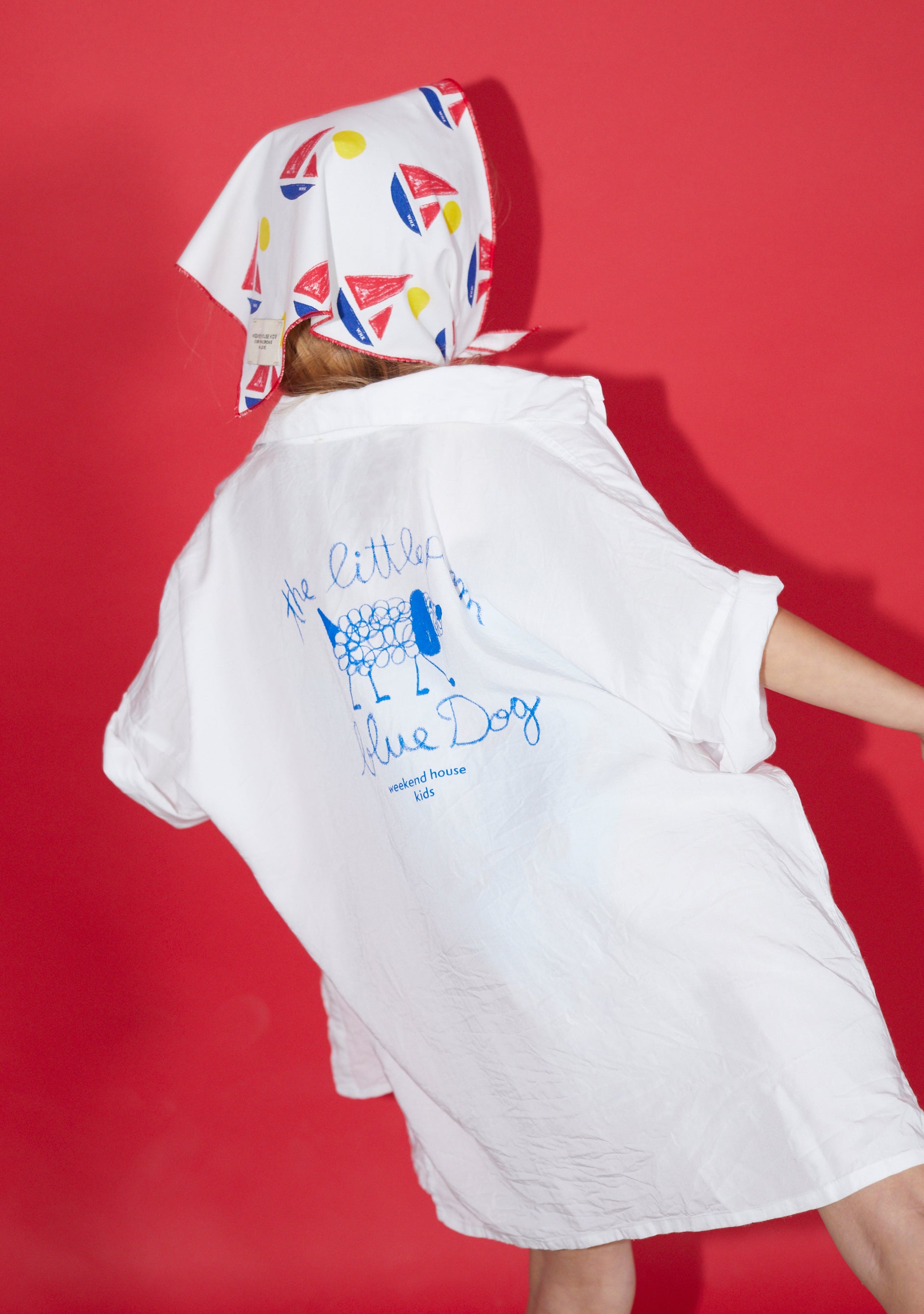 NEW Weekend House Kids Dog Kid's Tencel Oversized Shirt White/Blue | BIEN BIEN bienbienshop.com